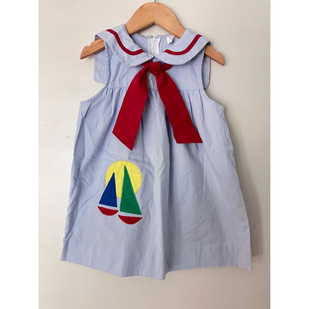 Vintage Samara 4y Sailor Collar Dress with Sailboat Applique
